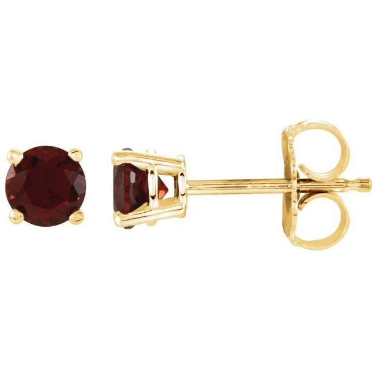 Elegant teardrop earrings for formal occasions -14K Yellow 4 mm Natural Mozambique Garnet Stud Earrings