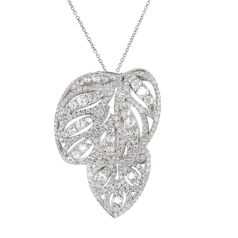 Unique pendant necklaces with creative designs -Pasquale Bruni 18K Gold Diamond Leaf Pendant Necklace