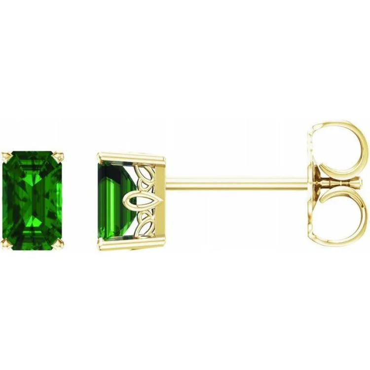 Trendy ear cuffs for bold fashion statements -14K Yellow Lab-Grown Emerald Earrings