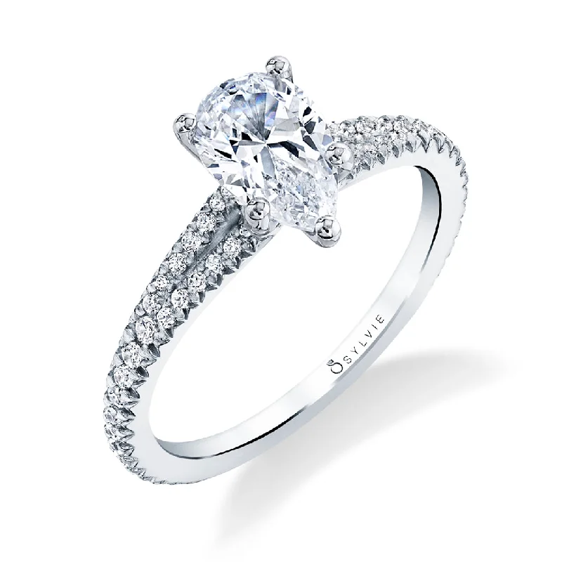 Luxury platinum rings for exclusive fashion -Sylvie Pear Shaped Engagement Ring S1700 - PS