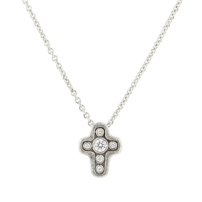 Custom gemstone necklaces for personalized accessories -Platinum Diamond Cross Pendant Necklace