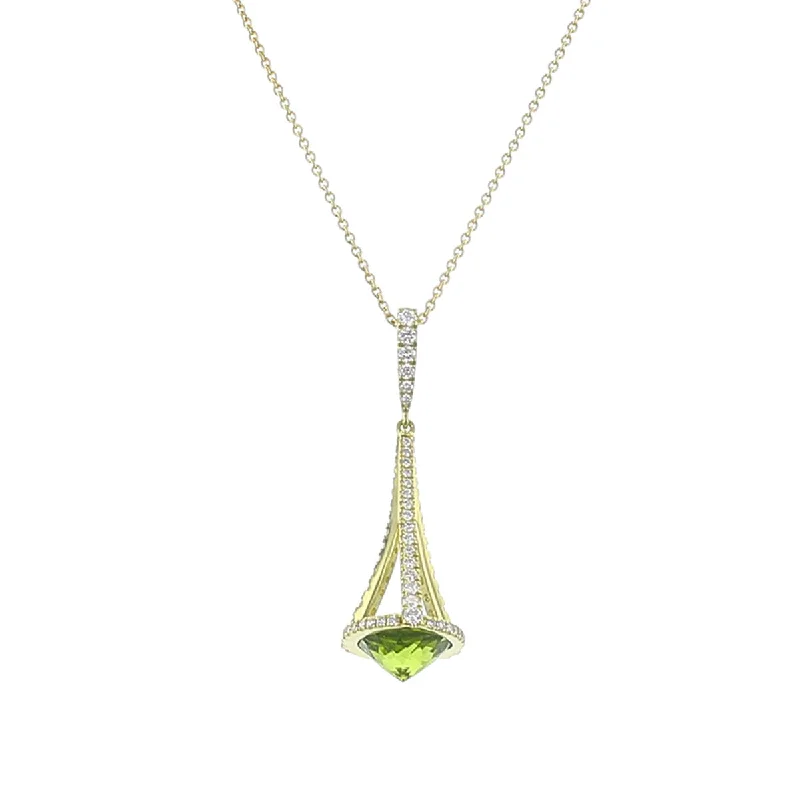 Custom engraved charm necklaces for special occasions -Pastel Diamond Chandelier Peridot Necklace