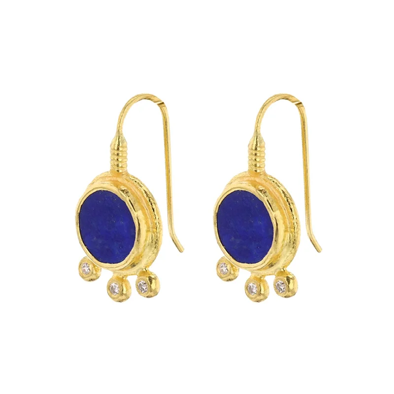 Trendy geometric earrings with modern appeal -Lapis Drop Earrings