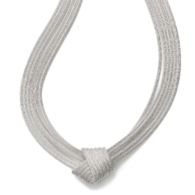 Simple pearl necklaces for everyday elegance -Dramatic Mesh Knot Necklace, 18 Inches, Sterling Silver