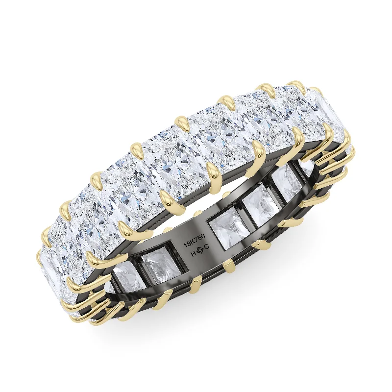 Custom engraving rings for unique designs -Mixed Metals Radiant Cut Eternity Band