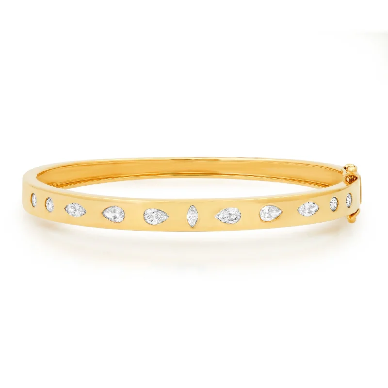 Multi-strand bracelets-DIAMOND SHAPES BANGLE, 14kt GOLD