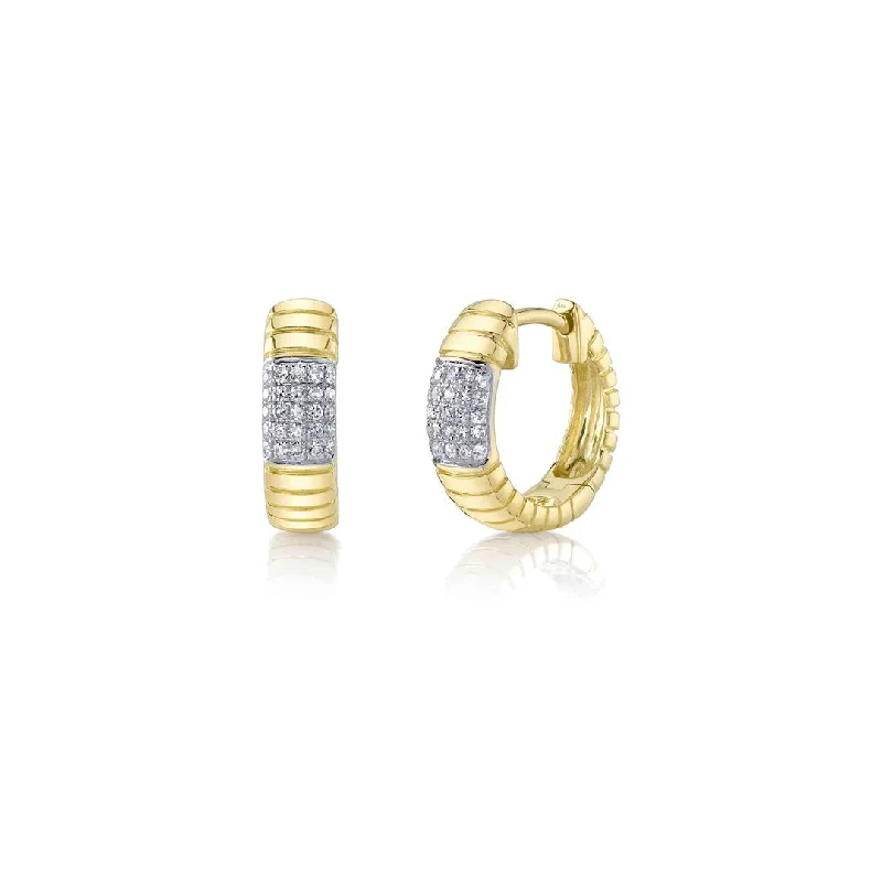 Long dangling earrings with gold accents -0.11 ctw Diamond Huggie Earrings