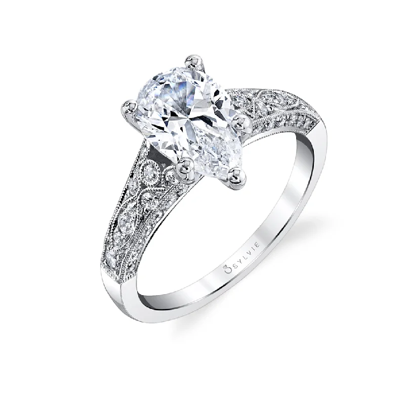 Custom promise rings for romantic gestures -Sylvie Pear Shaped Engagement Ring S1272 - PS