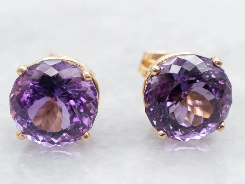 Custom-designed earrings for special events -Amethyst Statement Stud Earrings