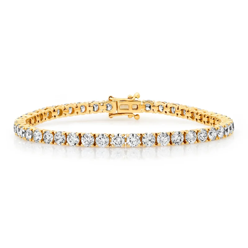 Adjustable leather bracelets-MEGA TENNIS BRACELET, 14kt GOLD