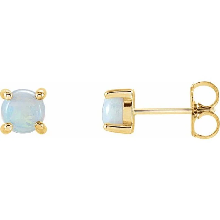 Bold statement earrings for attention-grabbing looks -14K Yellow 5 mm Natural White Opal Earrings