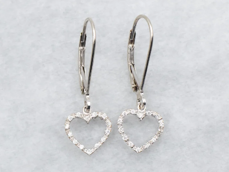 Custom diamond earrings for luxury gifts -Heart Shaped Diamond Drop Earrings