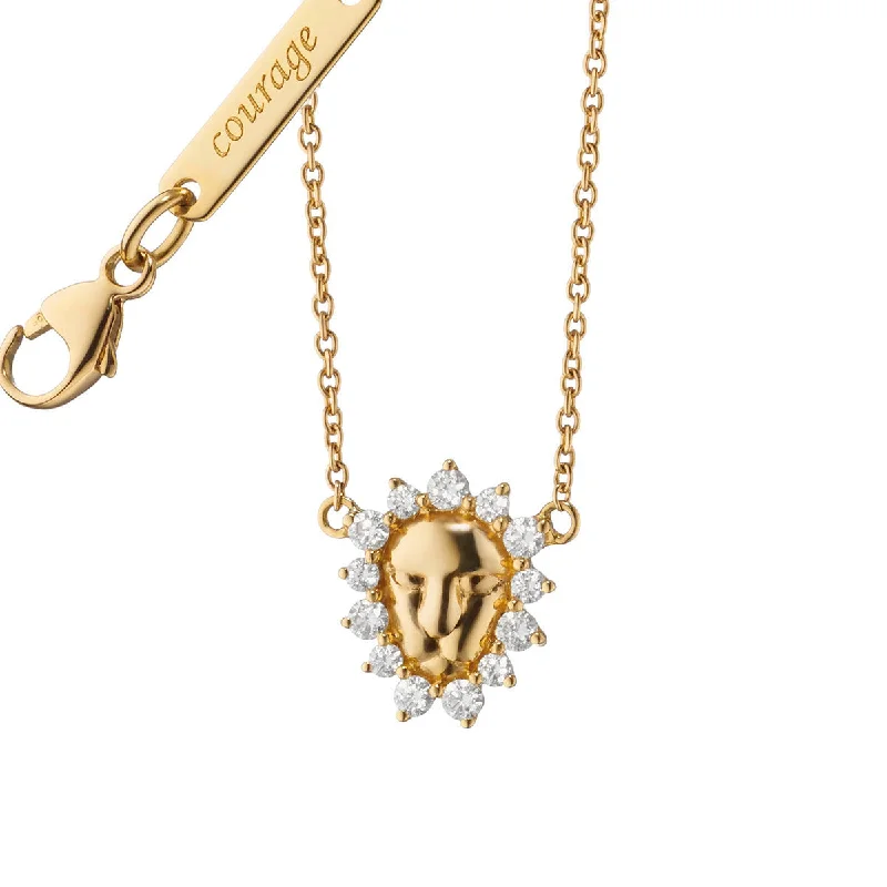 Designer necklaces with intricate details -Diamond Critter Lion Courage Necklace