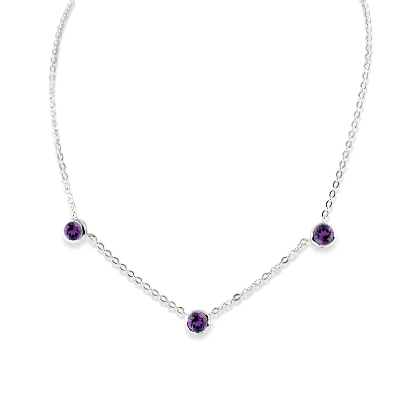 Elegant necklaces for women -Bezel Set Amethyst Necklace, Sterling Silver