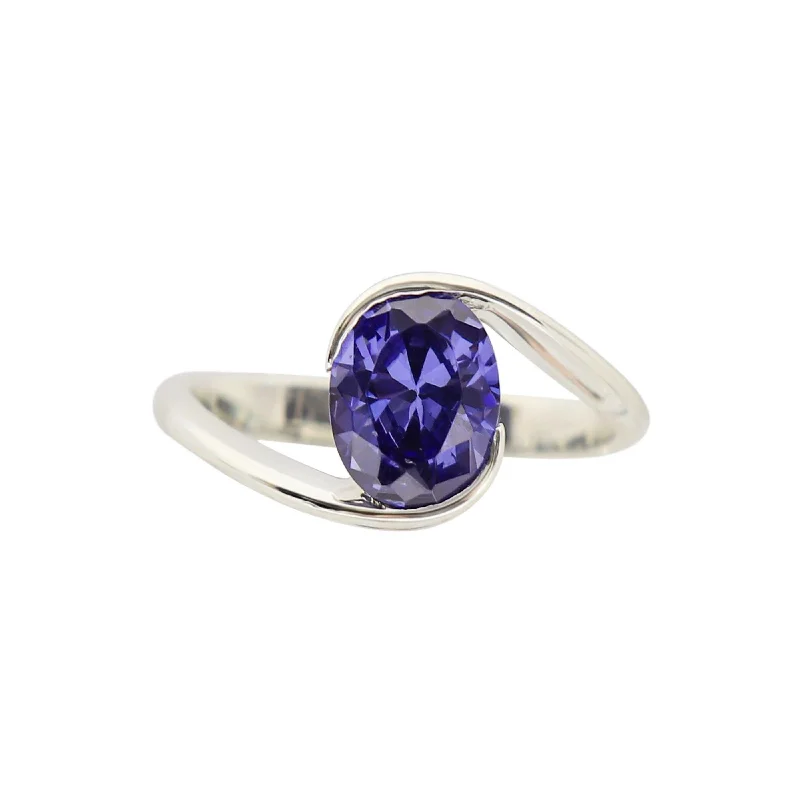 Trendy gemstone rings for vibrant style -Silver ring with Oval-Cut Bluestone