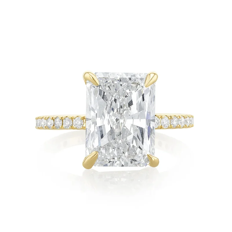 Unique birthstone rings for meaningful gifts -5.01 Carat Radiant Lab Grown Diamond Ring in 14K Yellow Gold