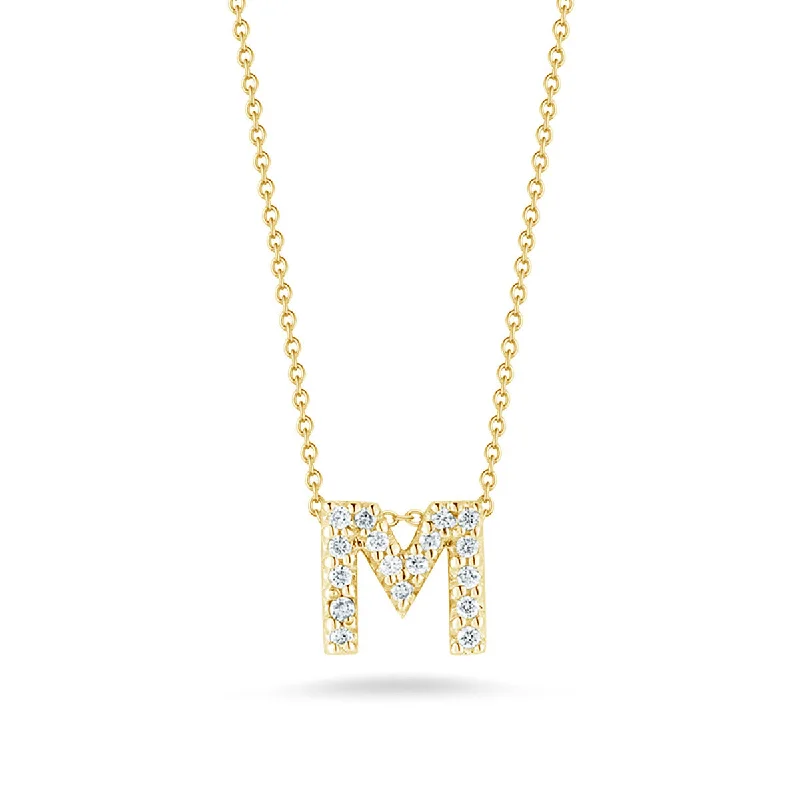 Luxury gold-plated necklaces for stylish accessories -Love Letter Diamond Initial M Necklace in Yellow Gold