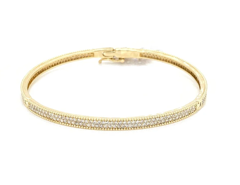 Cute bracelets-14K Yellow Gold Diamond Pave Bangle