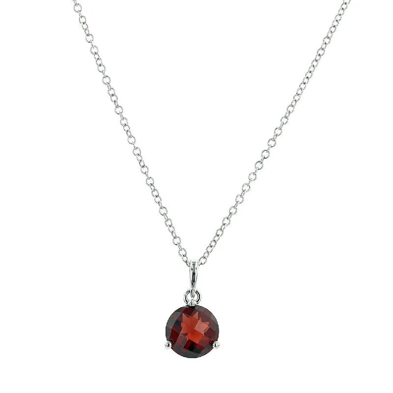 Layered necklaces for a boho-chic look -Garnet 14k White Gold Pendant Necklace