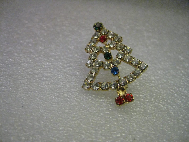 Diamond brooch-Vintage and Current Rhinestone Christmas Tree Pin, Clear, Red, Blue, Green