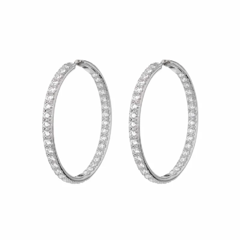 Stylish statement earrings with mixed materials -5.09 ctw Diamond Inside-Out Hoop Earrings