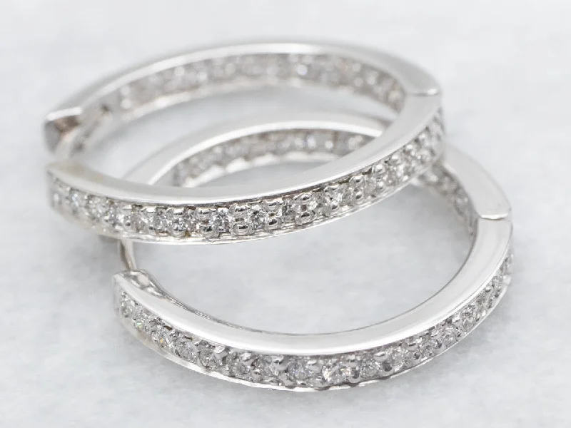 Custom gold hoop earrings for personal style -Diamond Encrusted Hoop Earrings