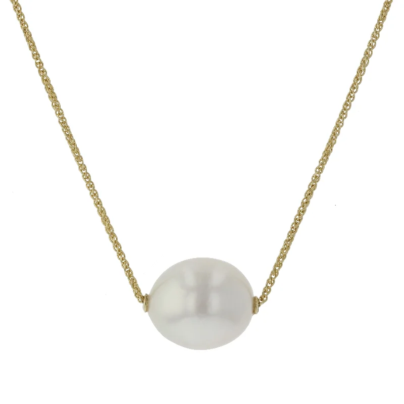 Handcrafted necklaces with unique designs -Floating White South Sea Pearl Necklace