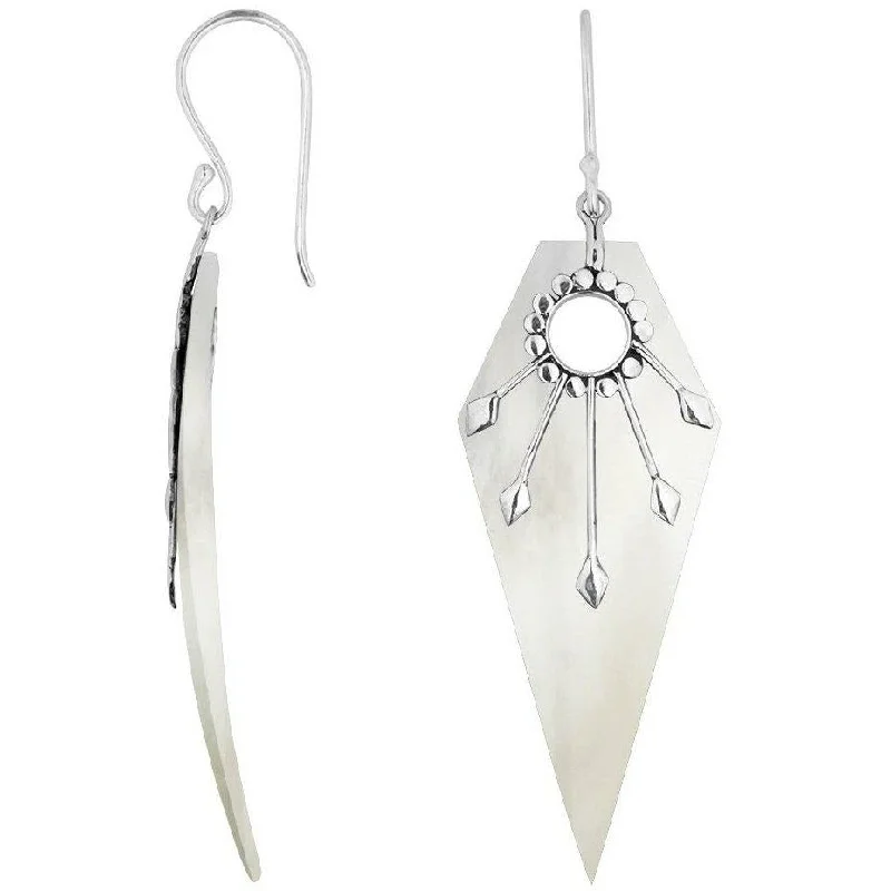 Silver drop earrings for elegant style -Starburst Mother Of Pearl Earrings