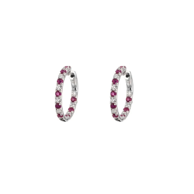 Statement earrings with bold shapes and colors -Ruby & Diamond Inside-Out Earrings