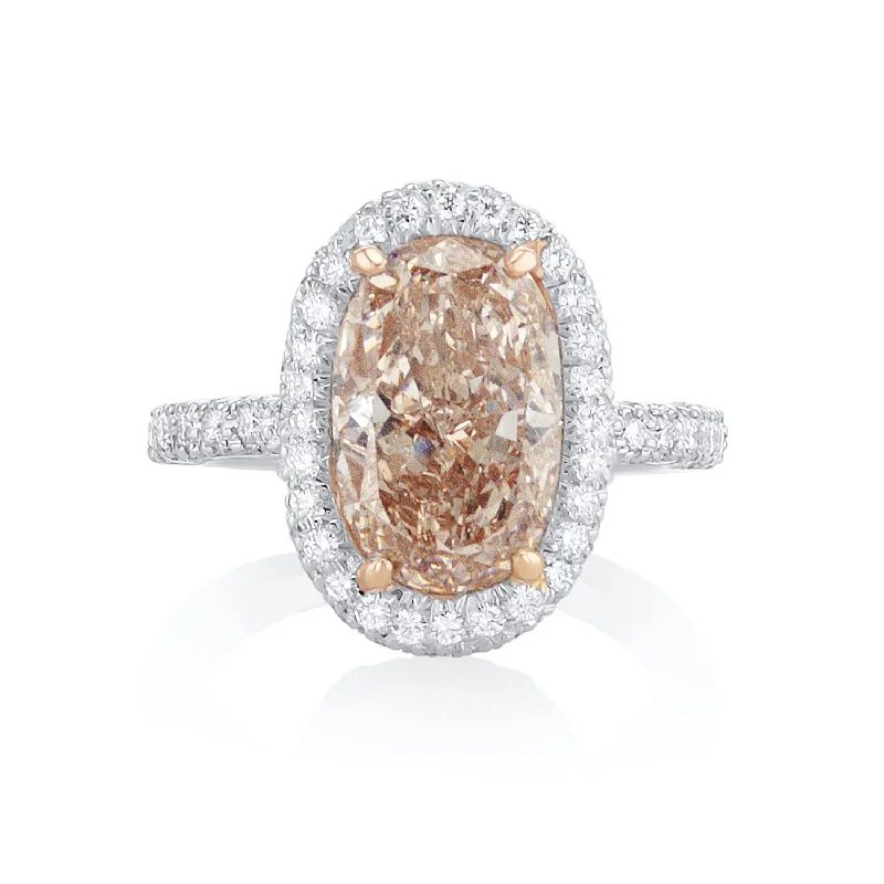 Simple rose gold rings for minimal elegance -4.31 Carat Oval Fancy Pink Natural Diamond Ring Platinum