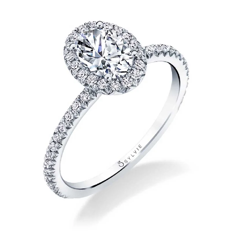 Simple wedding bands for timeless beauty -Sylvie Classic Oval Engagement Ring With Halo S1793-OV