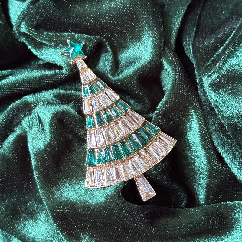 Antique brooch pins-Art deco Style Green Christmas tree brooch