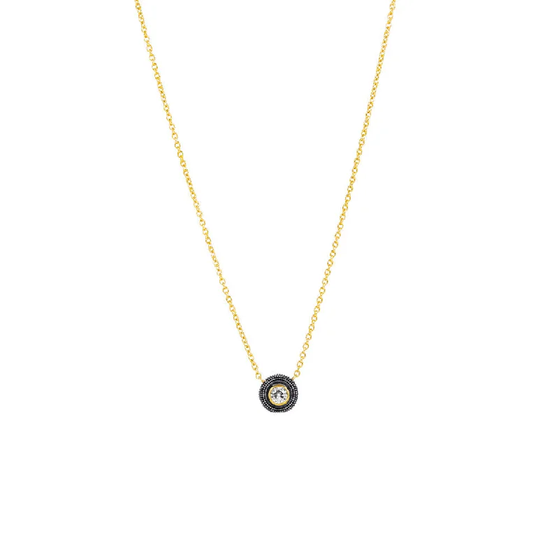 Custom gemstone bar necklaces for modern style -Sterling Silver Black Rhodium JOSS Necklace with Champagne Diamond