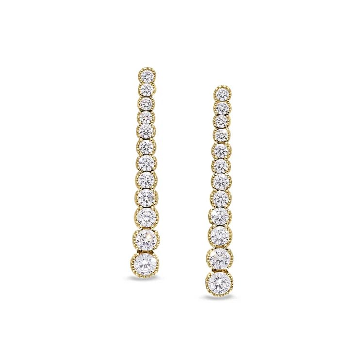 Custom-designed earrings with your favorite gemstone -Gold Finish Sterling Silver Micropave Drop Earrings with Simulated Diamonds