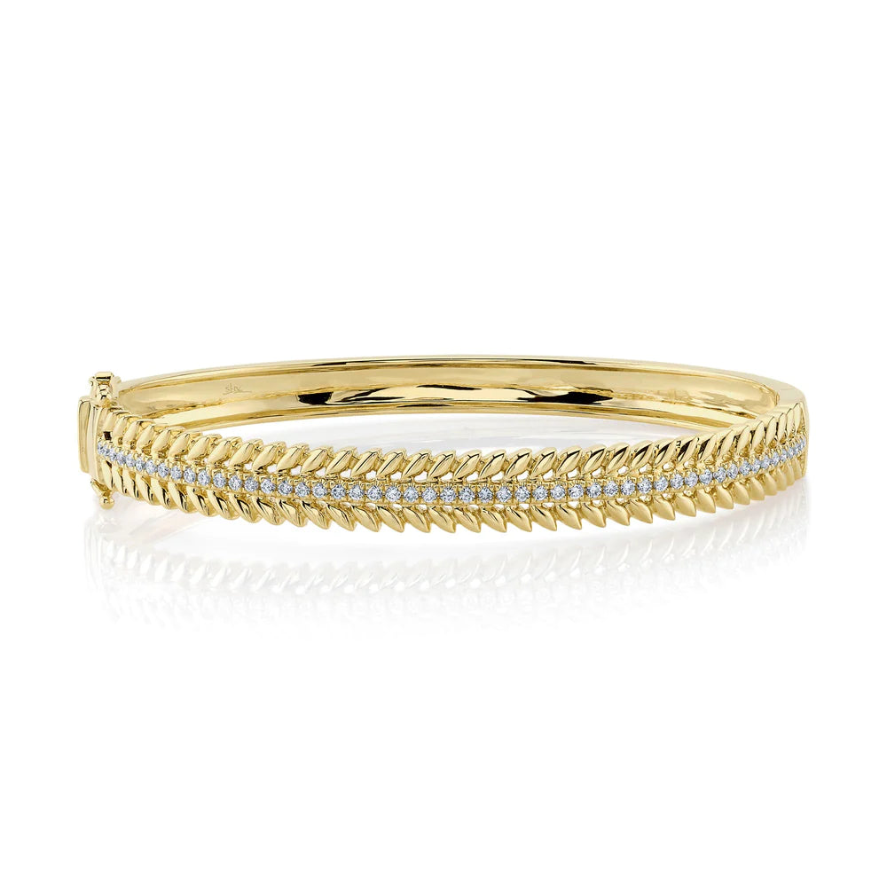 Sports bracelets-14K Yellow Gold Diamond Wreath Bangle