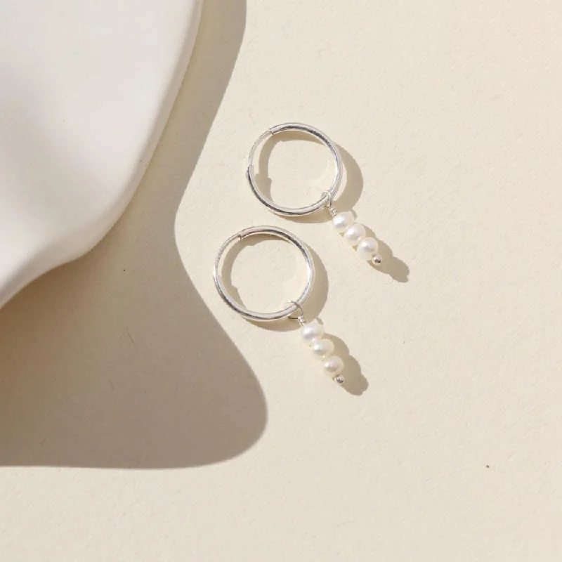 Simple gold earrings for understated elegance -Petite Pearl Hoops