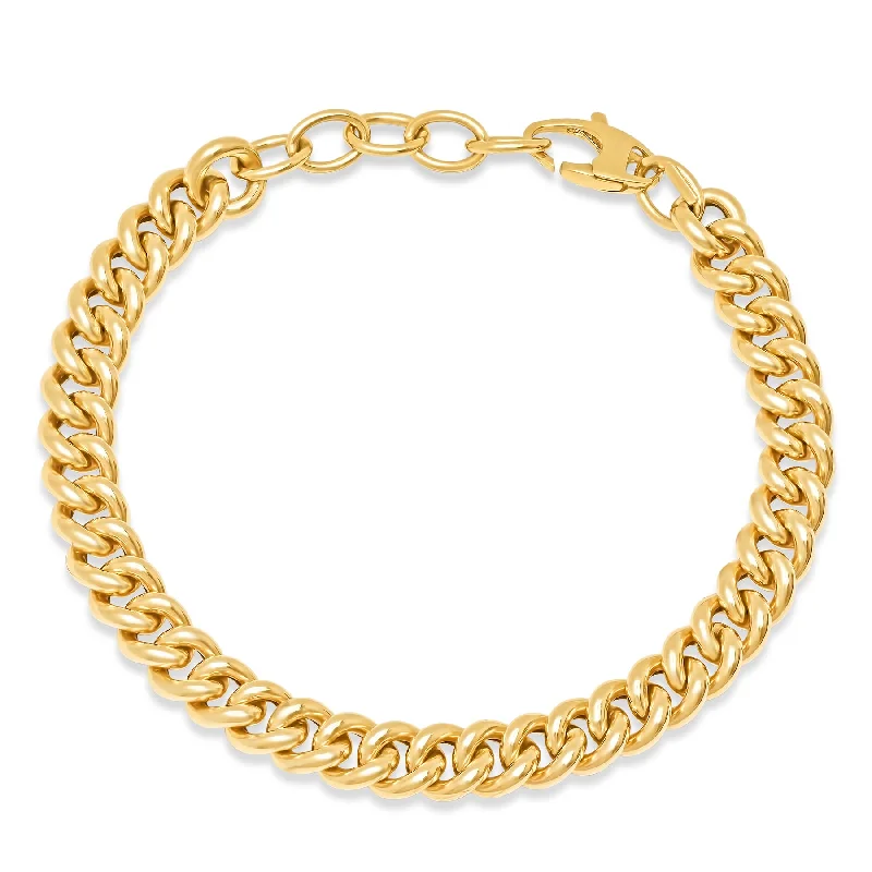 Colorful bracelets-PUFFY TIGHT LINK BRACELET, 14kt GOLD