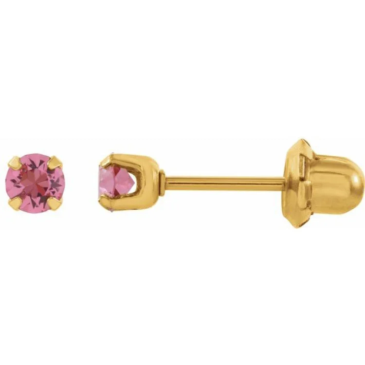 Colorful gemstone earrings for festival fashion -24K Gold-Plated Stainless Steel Imitation Pink Tourmaline InvernessÂ® Piercing Earrings