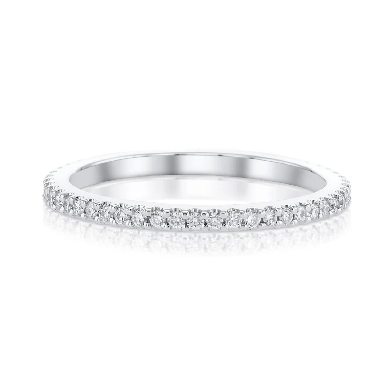 Custom initial rings for personalized accessories -0.30 Carat Round Diamond Eternity Band in 14K White Gold