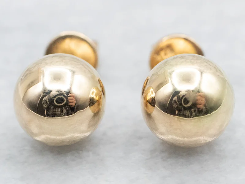 Stylish statement earrings with mixed materials -Polished Gold Ball Stud Earrings