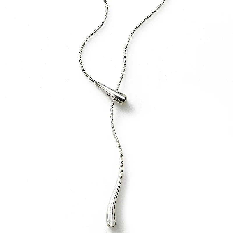 Trendy minimalist bar necklaces for sleek fashion -Lariat Style Y Necklace, 16 inch, Sterling Silver, by Sharelli