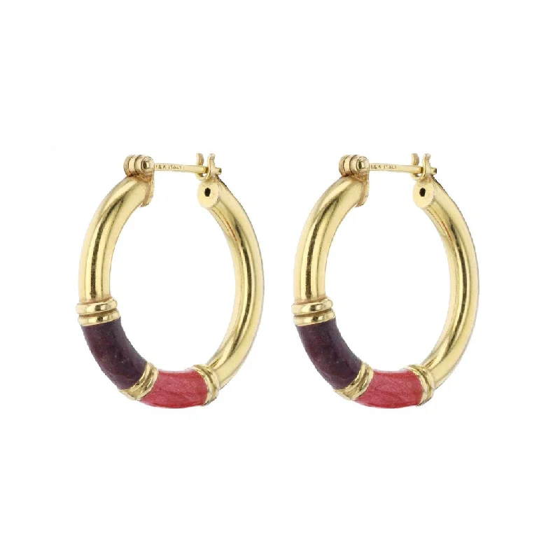 Trendy statement earrings for special occasions -Coral & Enamel Hoop Earrings