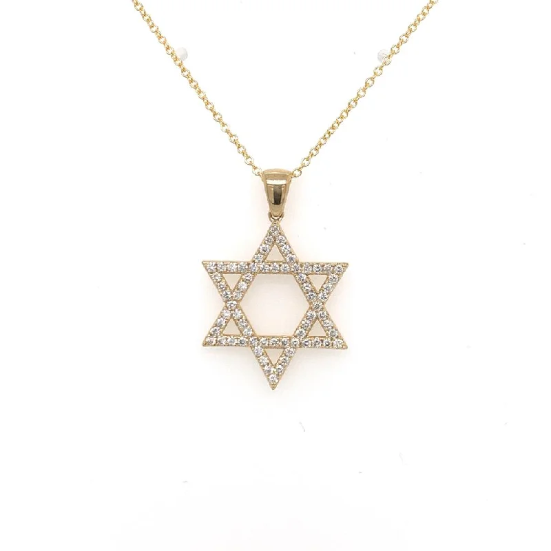 Elegant diamond necklaces with gold chains -14K Yellow Gold Star of David Diamond Pendant Necklace - 1/2ct