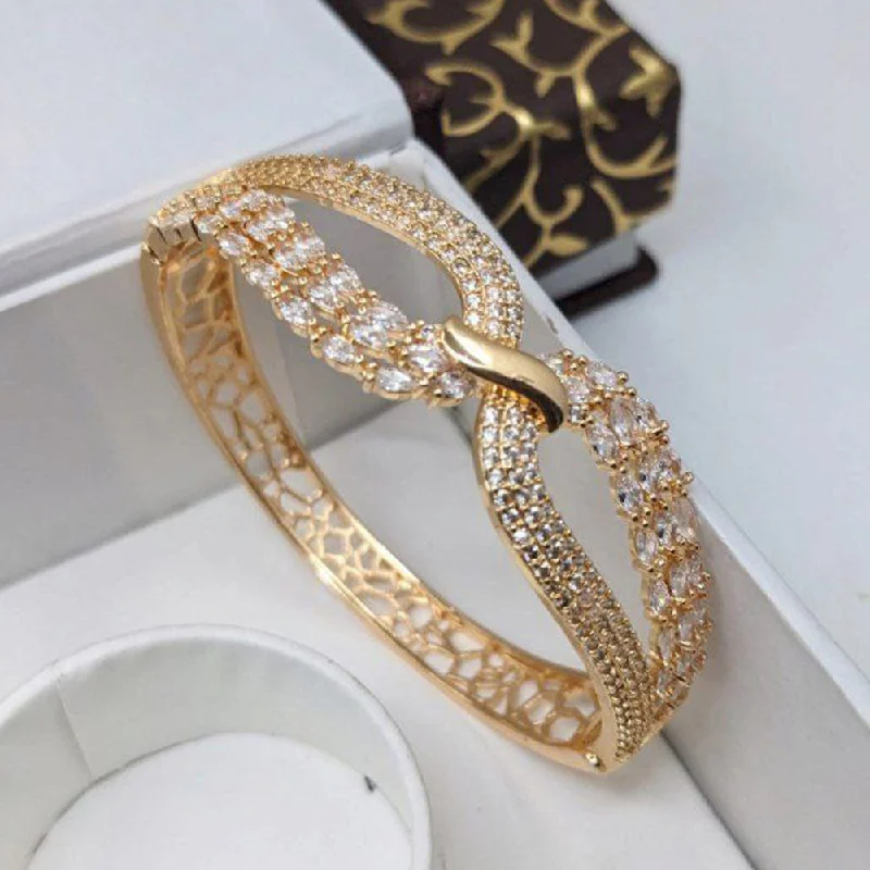 Trendy silver bangles with mixed textures -Aamrapali Gold Plated American Diamond Bangle