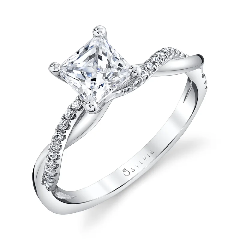 Handcrafted rings with intricate designs -Sylvie High Polish Princess Cut Engagement Ring S1524 - PR