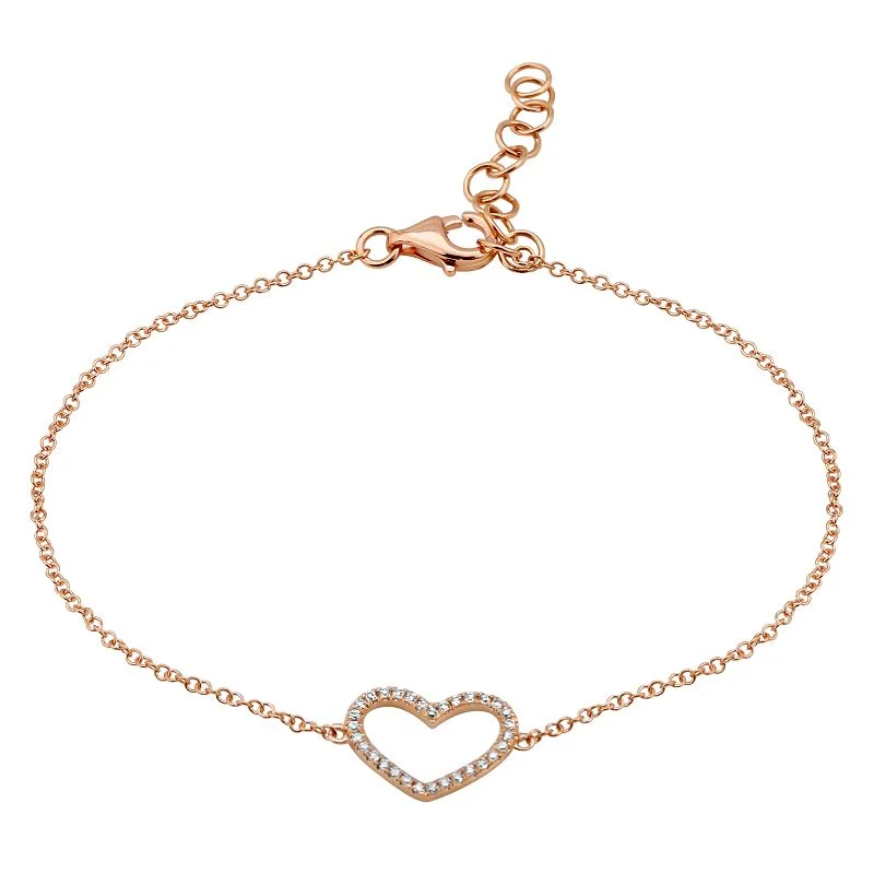 Luxury designer bracelets-14k Rose Gold Open Heart Bracelet