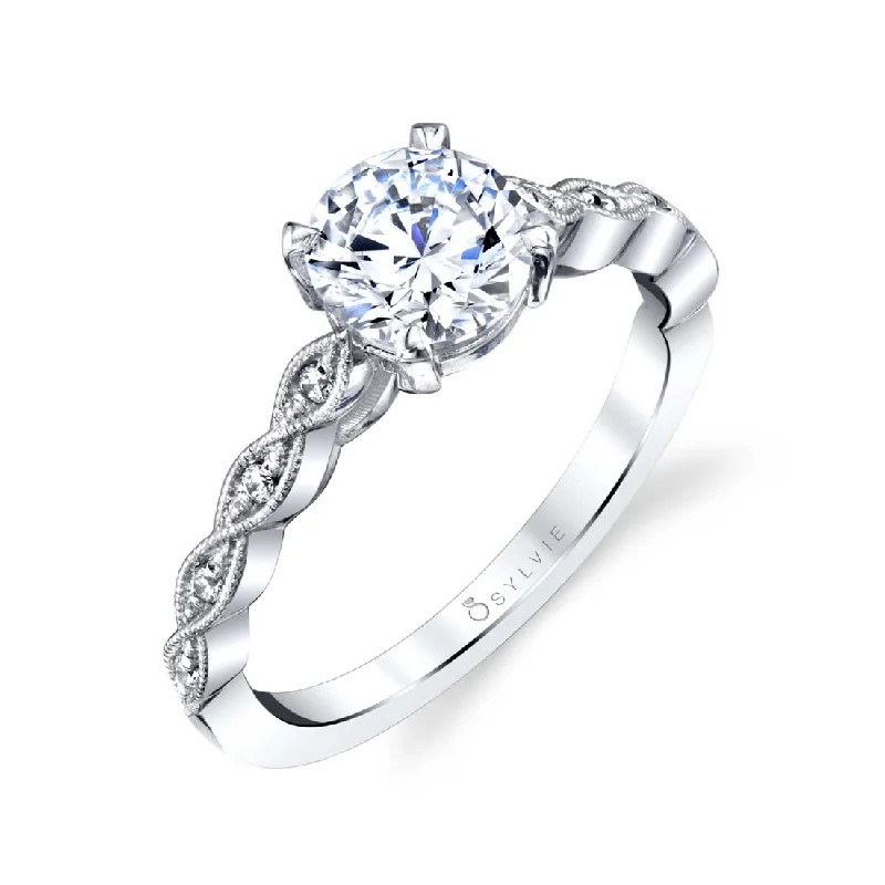 Fashionable rings with geometric patterns -Sylvie Unique Solitaire Engagement Ring S1840