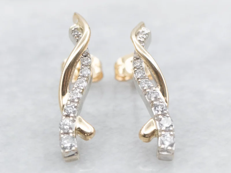 Elegant drop earrings with vintage designs -Twisting Diamond Drop Earrings