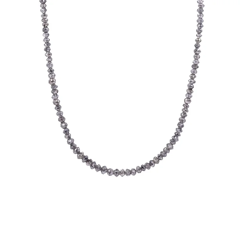 Fashionable crystal chain necklaces for everyday wear -14 Karat Yellow Gold Grey Diamond Necklace