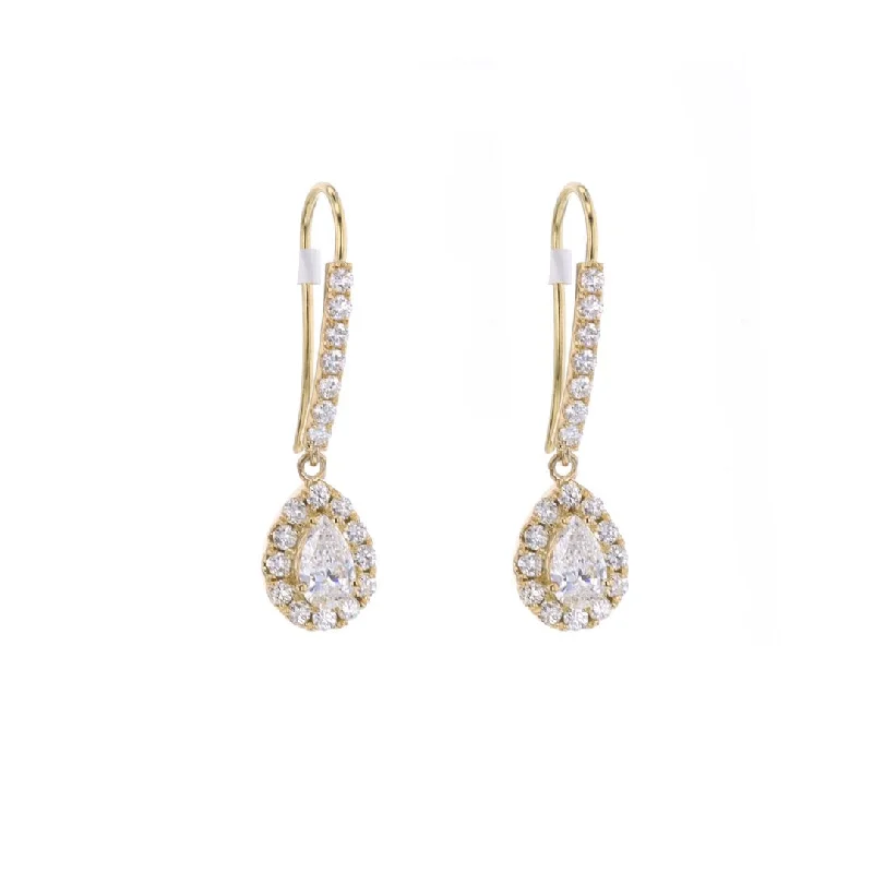 Elegant chandelier earrings with crystals -1.48 ctw Diamond Drop Earrings